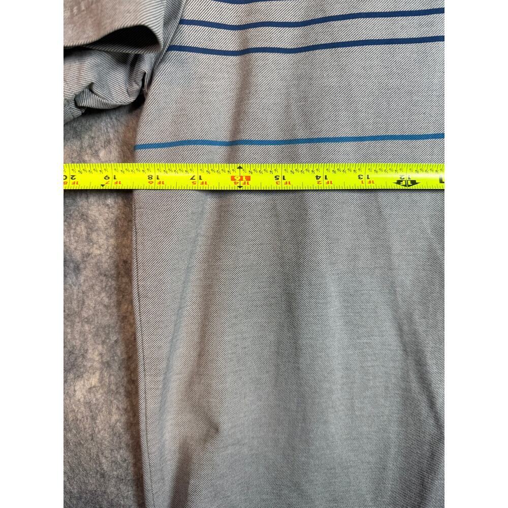 Travis Mathew Polo Shirt Mens Medium Gray Blue Striped Golf Stretch Preppy - Picture 8 of 9